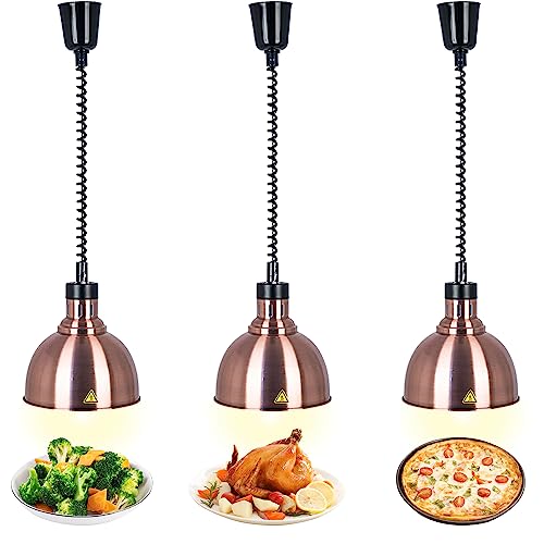 Lebensmittel Wärmelampe, Kommerzielle Speisenwärmer Lampe, 250W Wärmelampe für Speisen, Buffet Heizlampe Einziehbares Hängende für Buffets und Küche Esszimmer(B-25cm, 3 Stück) von VFDZ