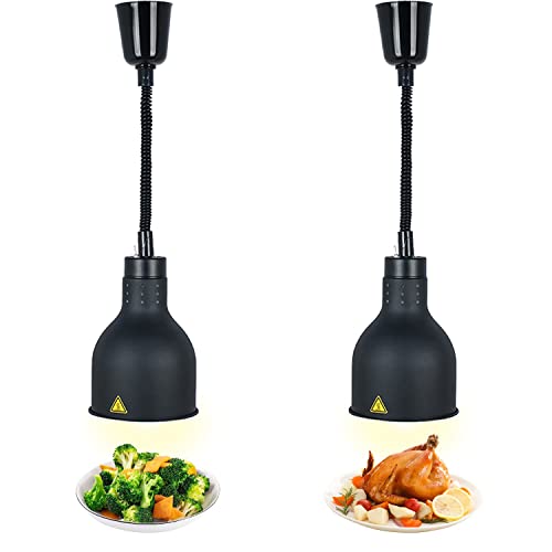 Lebensmittel Wärmelampe, Kommerzielle Speisenwärmer Lampe, 250W Wärmelampe für Speisen, Buffet Heizlampe Einziehbares Hängende für Buffets und Küche Esszimmer(C-19cm, 2 Stück) von VFDZ