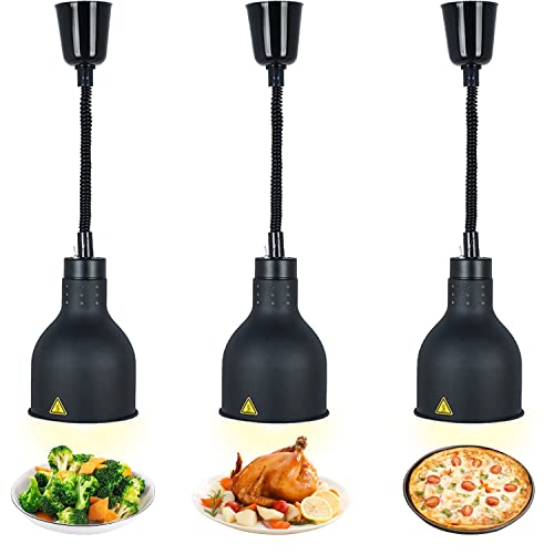 Lebensmittel Wärmelampe, Kommerzielle Speisenwärmer Lampe, 250W Wärmelampe für Speisen, Buffet Heizlampe Einziehbares Hängende für Buffets und Küche Esszimmer(C-19cm, 3 Stück) von VFDZ