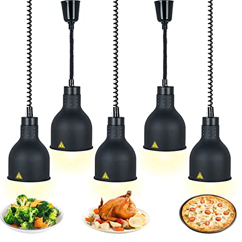 VFDZ Lebensmittel Wärmelampe, Kommerzielle Speisenwärmer Lampe, 250W Wärmelampe für Speisen, Buffet Heizlampe Einziehbares Hängende für Buffets und Küche Esszimmer(C-19cm, 5 Stück) von VFDZ
