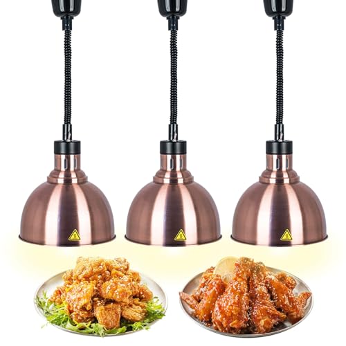 VFDZ Wärmelampe Küche, Einziehbares Wärmelampe für Speisen, Hängende Wärmelampe für Lebensmittel, Speisenwärmer Lampe mit Glühbirne für Buffet Essen Warmhalten(Color:A,Size:3pcs) von VFDZ