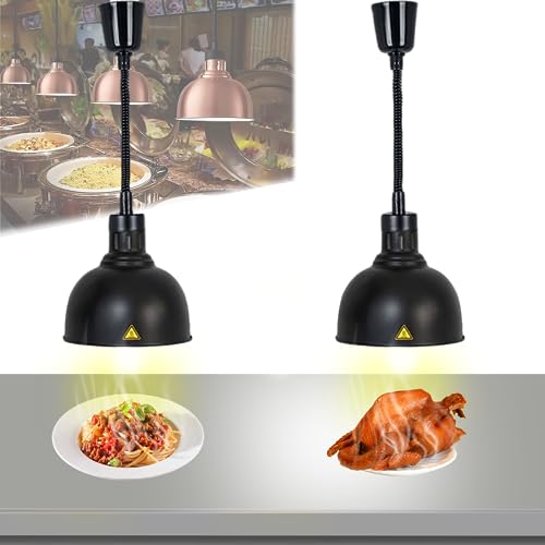 Wärmelampe Küche, Hängende Speisenwärmer Lampe Einziehbares, Wärmelampe Buffet 250W, Lebensmittel Wärmelampe für Küche und Buffets Esszimmer(25CM, 2 Stück) von VFDZ
