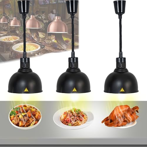 Wärmelampe Küche, Hängende Speisenwärmer Lampe Einziehbares, Wärmelampe Buffet 250W, Lebensmittel Wärmelampe für Küche und Buffets Esszimmer(25CM, 3 Stück) von VFDZ