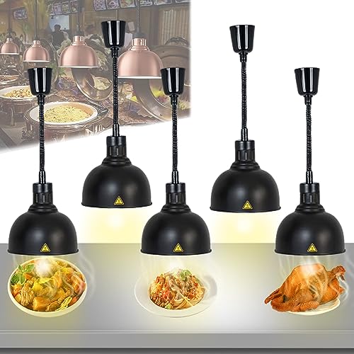 Wärmelampe Küche, Hängende Speisenwärmer Lampe Einziehbares, Wärmelampe Buffet 250W, Lebensmittel Wärmelampe für Küche und Buffets Esszimmer(25CM, 5 Stück) von VFDZ
