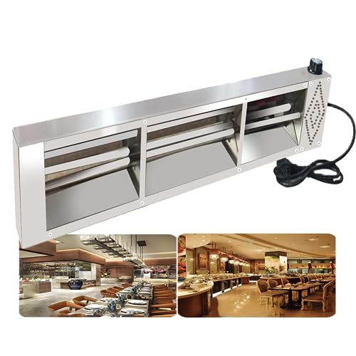 Wärmelampe für Speisen, Hängende Speisenwärmer Lampe, Edelstahl Infrarot Wärmelampe Küche für Essen, Lebensmittel Wärmelampe Buffet 30-85 ° C Einstellbare Temperatur(120 * 15 * 6,5cm, 1 Stück) von VFDZ