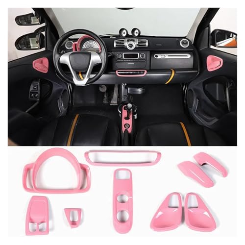 VFEBTSD Kompatibel mit Mercedes Kompatibel mit Benz Smart 451 Fortwo 2009-2015 ABS Pink Style Schalttafel Türgriffe Dekoration Zubehör Innenaufkleber(4 2009 to 2015) von VFEBTSD