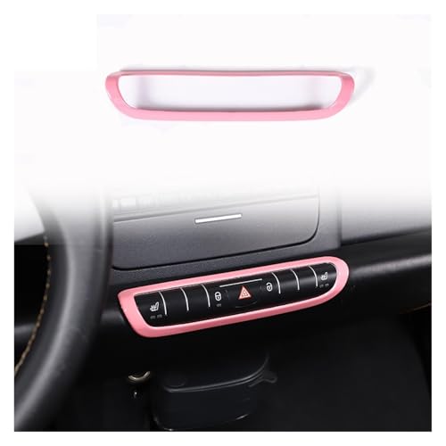 VFEBTSD Kompatibel mit Mercedes Kompatibel mit Benz Smart 451 Fortwo 2009-2015 ABS Pink Style Schalttafel Türgriffe Dekoration Zubehör Innenaufkleber(7 LHD 2009 to 2015) von VFEBTSD