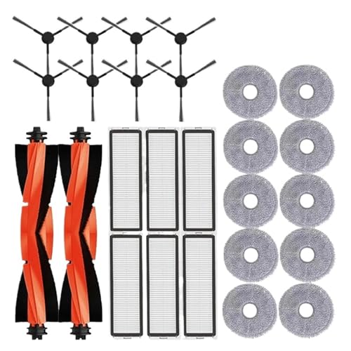 VFEBTSD Kompatibel mit Xiaomi Robot Vacuum S20+ / S10 Plus / B108GL / B105 Ersatzteilzubehör Hauptseitenbürste Hepa-Filter Wischtuch Ersatz (transparent) von VFEBTSD