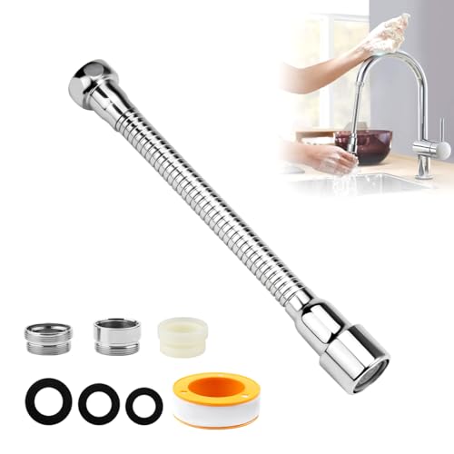 1 Stück Wasserhahn Verlängerung Küche 360° Drehbar Wasserhahnverlängerung Spritzkopf, Küchenarmatur mit 2pcs Wasserhahn Adapter, Metall Wasserhahnadapter für Küchen Bädern Toilette und Bars (30CM) von VFFNFF
