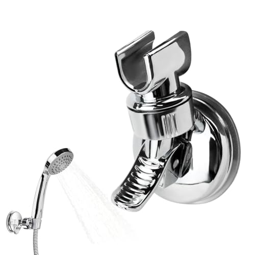 Duschkopfhalterung Saugnapf 360° Drehbar Duschkopf Halterung mit Saugnapf Universal Brausehalter Verstellbarer Duschhalter Abnehmbarer Brausehalter, Ohne Bohren Duschhalterung für Hotel Badezimmer von VFFNFF