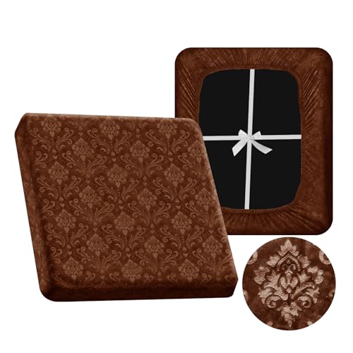 VFGFDJNDFX Geprägter Samt Sofa Sitzkissenbezug Stretch, rutschfeste Sofa Überzug Mit 4 Kordelzug, Bezüge Für Wohnwagenpolster Wohnmobil Caravan Schonbezug (Café,XL 1-Sitzer) von VFGFDJNDFX