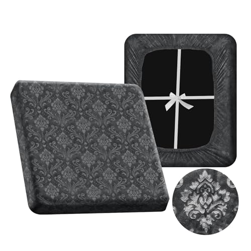 VFGFDJNDFX Geprägter Samt Sofa Sitzkissenbezug Stretch, rutschfeste Sofa Überzug Mit 4 Kordelzug, Bezüge Für Wohnwagenpolster Wohnmobil Caravan Schonbezug (Dunkelgrau,XL 1-Sitzer) von VFGFDJNDFX