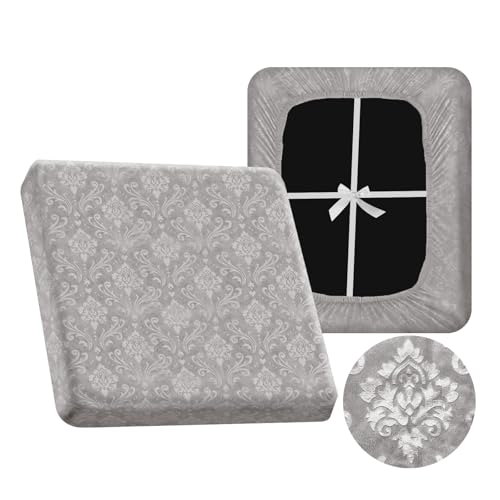 VFGFDJNDFX Geprägter Samt Sofa Sitzkissenbezug Stretch, rutschfeste Sofa Überzug Mit 4 Kordelzug, Bezüge Für Wohnwagenpolster Wohnmobil Caravan Schonbezug (Hellgrau,XL 1-Sitzer) von VFGFDJNDFX