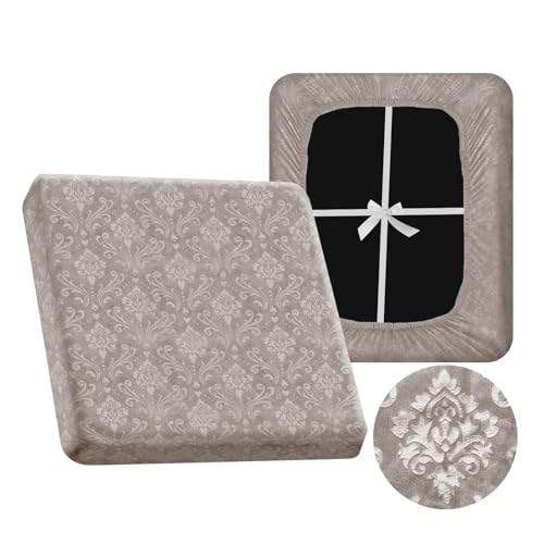 VFGFDJNDFX Geprägter Samt Sofa Sitzkissenbezug Stretch, rutschfeste Sofa Überzug Mit 4 Kordelzug, Bezüge Für Wohnwagenpolster Wohnmobil Caravan Schonbezug (Khaki,Großer 4 Sitzer) von VFGFDJNDFX