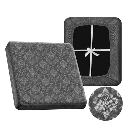 VFGFDJNDFX Geprägter Samt Sofa Sitzkissenbezug Stretch, rutschfeste Sofa Überzug Mit 4 Kordelzug, Bezüge Für Wohnwagenpolster Wohnmobil Caravan Schonbezug (Mittelgrau,XL 1-Sitzer) von VFGFDJNDFX