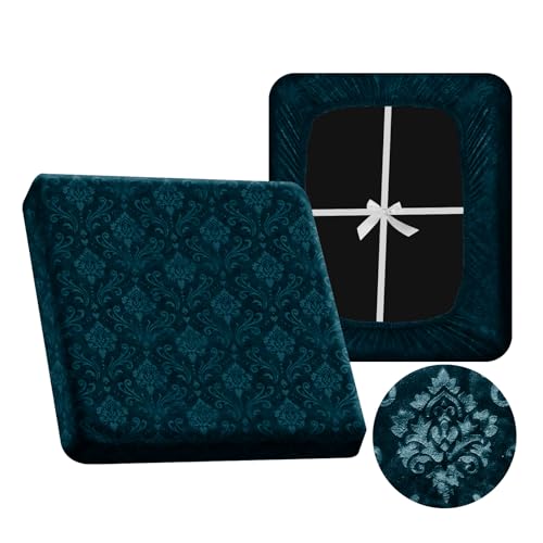 VFGFDJNDFX Geprägter Samt Sofa Sitzkissenbezug Stretch, rutschfeste Sofa Überzug Mit 4 Kordelzug, Bezüge Für Wohnwagenpolster Wohnmobil Caravan Schonbezug (Pfauenblau,XL 1-Sitzer) von VFGFDJNDFX