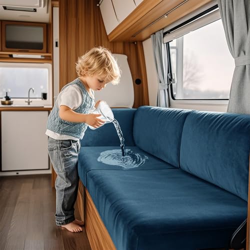 VFGFDJNDFX Premium Wasserdicht Wohnmobil Esstisch Kissenbezüge Samt Kissenbezüge Für Wohnwagen Camper Sitzgarnitur RV Esstischsitzbezüge (Pfauenblau,1-Sitzer) von VFGFDJNDFX