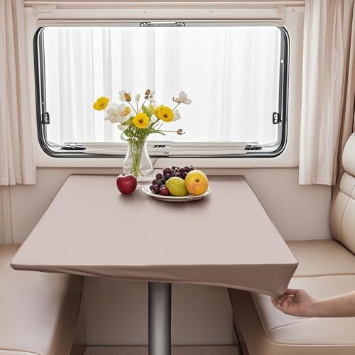 VFGFDJNDFX Spanntischdecke Rechteckig, PVC Outdoor Tischdecke Wetterfest Mit Gummizug, Abwischbare Vinyl Tischtuch Für Wohnmobil Picknick (Curry Milch,70 * 120cm(rechteckige)) von VFGFDJNDFX