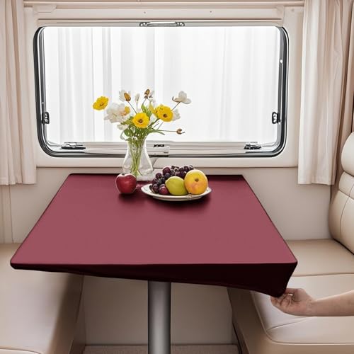 VFGFDJNDFX Spanntischdecke Rechteckig, PVC Outdoor Tischdecke Wetterfest Mit Gummizug, Abwischbare Vinyl Tischtuch Für Wohnmobil Picknick (Dunkelrot,80 * 120cm(rechteckige)) von VFGFDJNDFX