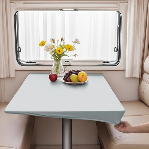 VFGFDJNDFX Spanntischdecke Rechteckig, PVC Outdoor Tischdecke Wetterfest Mit Gummizug, Abwischbare Vinyl Tischtuch Für Wohnmobil Picknick (Hellblau,70 * 120cm(rechteckige)) von VFGFDJNDFX