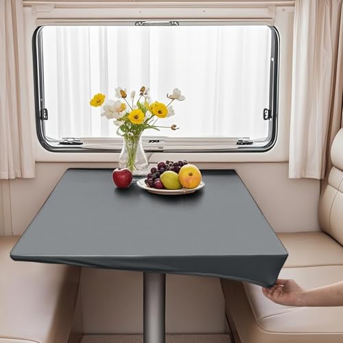 VFGFDJNDFX Spanntischdecke Rechteckig, PVC Outdoor Tischdecke Wetterfest Mit Gummizug, Abwischbare Vinyl Tischtuch Für Wohnmobil Picknick (Hellgrau,70 * 130cm(rechteckige)) von VFGFDJNDFX