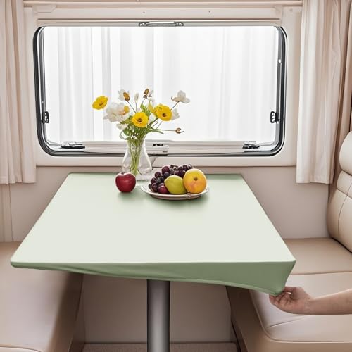 VFGFDJNDFX Spanntischdecke Rechteckig, PVC Outdoor Tischdecke Wetterfest Mit Gummizug, Abwischbare Vinyl Tischtuch Für Wohnmobil Picknick (Salbei Grün,80 * 120cm(rechteckige)) von VFGFDJNDFX