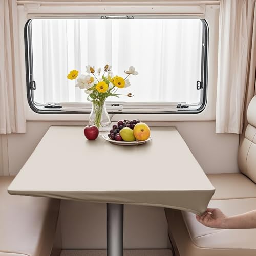 VFGFDJNDFX Spanntischdecke Rechteckig, PVC Outdoor Tischdecke Wetterfest Mit Gummizug, Abwischbare Vinyl Tischtuch Für Wohnmobil Picknick (Zahnweiß,60 * 120cm(rechteckige)) von VFGFDJNDFX