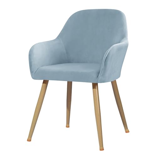 VFGFDJNDFX Stuhlhussen Mit Gebogener Rückenlehne, Stretch Samt Stuhlbezug Mit Stuhlbeinkappen, Armlehnstuhl Bezug 2er/4er/6er Set Für Esszimmer Küche Hotel (Hell Blau,2er-Pack) von VFGFDJNDFX