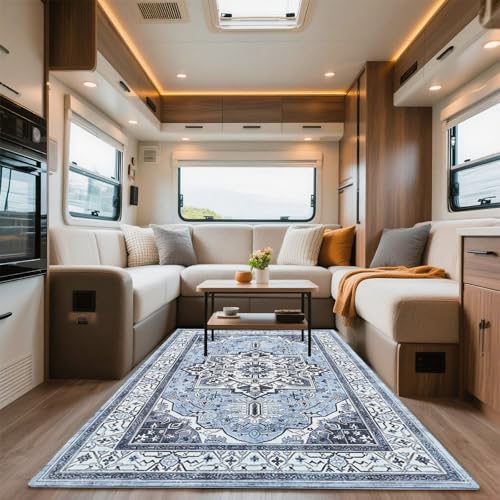 VFGFDJNDFX Teppich Boho FüR Wohnmobil, Vintage Kurzflor Outdoor Teppich rutschfest Waschbar, FußMatte, Carpet FüR Camping Wohnzimmer Garten Deko (Boho Teppich-1,80 * 160cm) von VFGFDJNDFX
