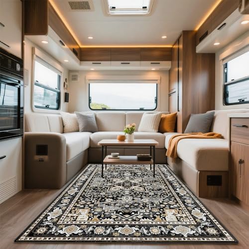 VFGFDJNDFX Teppich Boho FüR Wohnmobil, Vintage Kurzflor Outdoor Teppich rutschfest Waschbar, FußMatte Carpet FüR Camping Wohnzimmer Garten Deko (Boho Teppich-13,40 * 60cm) von VFGFDJNDFX