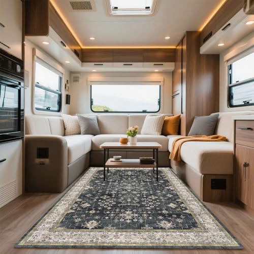 VFGFDJNDFX Teppich Boho FüR Wohnmobil, Vintage Kurzflor Outdoor Teppich rutschfest Waschbar, FußMatte Carpet FüR Camping Wohnzimmer Garten Deko (Boho Teppich-14,40 * 60cm) von VFGFDJNDFX