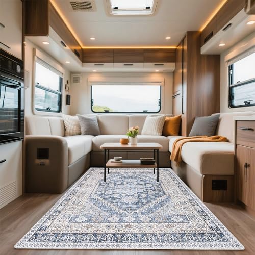 VFGFDJNDFX Teppich Boho FüR Wohnmobil, Vintage Kurzflor Outdoor Teppich rutschfest Waschbar, FußMatte Carpet FüR Camping Wohnzimmer Garten Deko (Boho Teppich-25,140 * 200cm) von VFGFDJNDFX