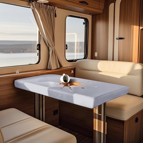 VFGFDJNDFX Tischdecke Mit Gummizug Für Wohnwagenpolster, Wasserdicht Abwaschbare Spanntischdecke Rechteckig, Wachstuchtischdecke Für Wohnmobil (Grau,Quadratischer Tisch) von VFGFDJNDFX