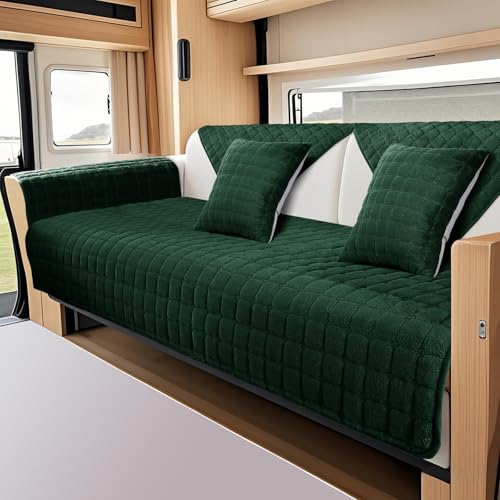 VFGFDJNDFX Weiche Flanell steppdecke polsterbezüge wohnmobil, Bezüge Für Wohnwagenpolster 1 2 3 4 Sitzer Sofa überzug, L Form sofaschoner rutschfeste (Dunkelgrün,110 * 210cm) von VFGFDJNDFX