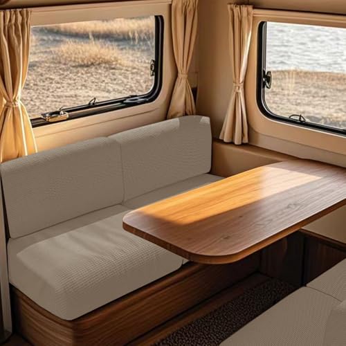 VFGFDJNDFX rutschfeste Wohnmobil Esstisch Kissenbezüge,Jacquard Austauschbar Bezüge Für Wohnwagen Polster,Bequem Camper Kissenbezüge. (Khaki,W 225-275 cm,D 45-65 cm) von VFGFDJNDFX