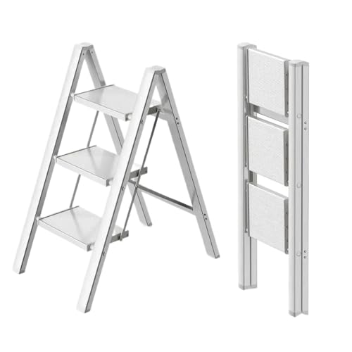 VFIDPSU Klappbare Leiter 3/4-Stufenleiter, Trittleiter mit Sprossen, Klappbare Aluminiumleiter mit Rutschfesten Füßen, Tragbare Leichte Leiter 150kg(4 Step Ladder 101cm) von VFIDPSU