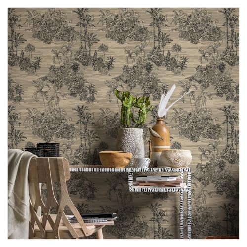 VFIDPSU PVC-Tapete for Abziehen und Aufkleben, dunkelbraun, Vinyl, Wanddekoration, wasserdicht, selbstklebend, Retro-Luxus-Tapete(44cmx300cm) von VFIDPSU