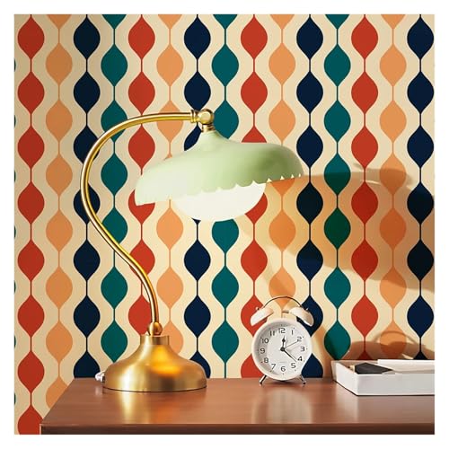 VFIDPSU Rero Wellenlinie PVC-Tapete, selbstklebend, wasserdicht, for Badezimmer, Küche, Wanddekoration, bunt, Vinyl-Aufkleber(40cmx150cm) von VFIDPSU