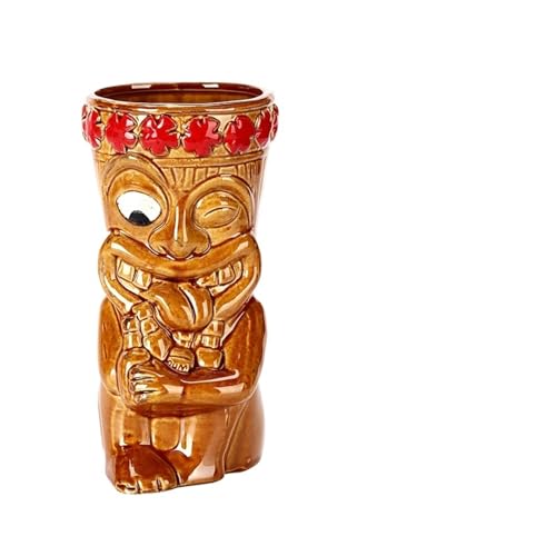 VFIDPSU Tiki-Becher Poker Cup Cocktailglas Hawaii-Serie Handgemachte Keramik Bar Weingläser(Yellow) von VFIDPSU