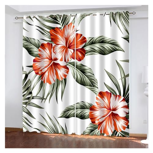 VFIDPSU Vorhänge Pflanze Tropische Vegetation 3D-Druck Metallösen dekorative Vorhänge, Schlafzimmer Wohnzimmer Büro Vorhänge 2 Stück(2,Grommet TOP_W75XH166(cm) X2PCS) von VFIDPSU