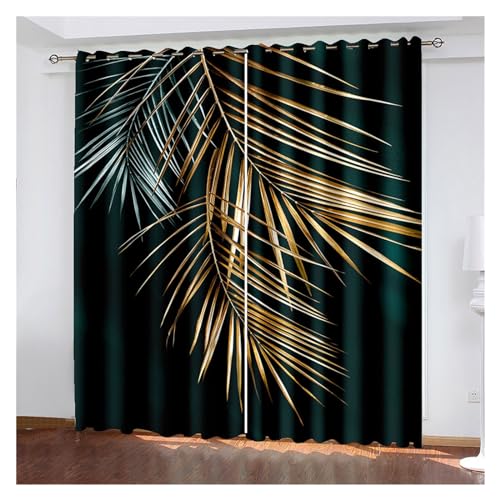 VFIDPSU Vorhänge Pflanze Tropische Vegetation 3D-Druck Metallösen dekorative Vorhänge, Schlafzimmer Wohnzimmer Büro Vorhänge 2 Stück(3,Hook_W100XH240(cm) X2PCS) von VFIDPSU