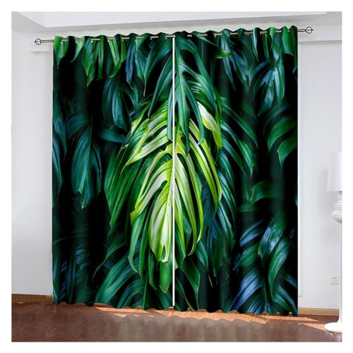 VFIDPSU Vorhänge Pflanze Tropische Vegetation 3D-Druck Metallösen dekorative Vorhänge, Schlafzimmer Wohnzimmer Büro Vorhänge 2 Stück(4,Hook_W50XH160(cm) X2PCS) von VFIDPSU