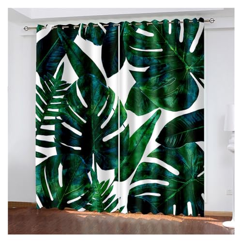 VFIDPSU Vorhänge Pflanze Tropische Vegetation 3D-Druck Metallösen dekorative Vorhänge, Schlafzimmer Wohnzimmer Büro Vorhänge 2 Stück(5,Hook_W50XH130(cm) X2PCS) von VFIDPSU