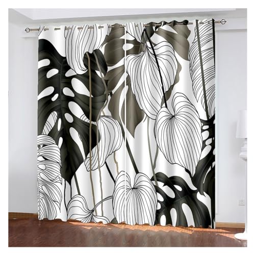 VFIDPSU Vorhänge Pflanze Tropische Vegetation 3D-Druck Metallösen dekorative Vorhänge, Schlafzimmer Wohnzimmer Büro Vorhänge 2 Stück(6,Grommet TOP_W100XH240(cm) X2PCS) von VFIDPSU