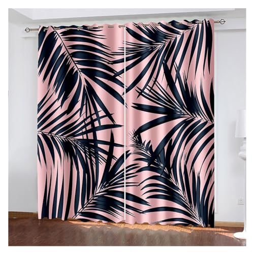 VFIDPSU Vorhänge Pflanze Tropische Vegetation 3D-Druck Metallösen dekorative Vorhänge, Schlafzimmer Wohnzimmer Büro Vorhänge 2 Stück(7,Hook_W110XH240(cm) X2PCS) von VFIDPSU