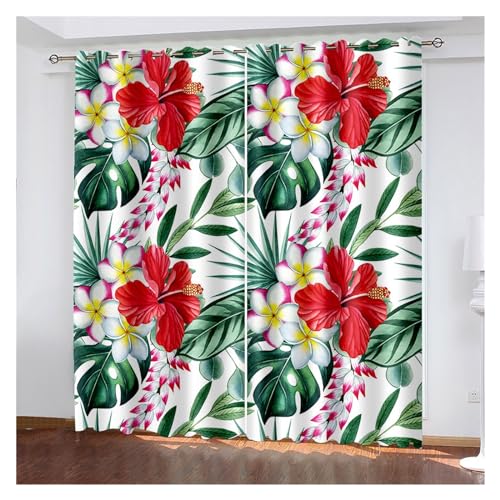 VFIDPSU Vorhänge Pflanze Tropische Vegetation 3D-Druck Metallösen dekorative Vorhänge, Schlafzimmer Wohnzimmer Büro Vorhänge 2 Stück(8,Hook_W85XH200(cm) X2PCS) von VFIDPSU