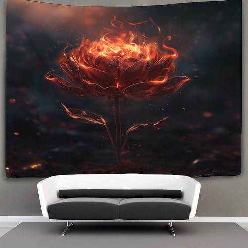 VFKLZCNYR 3D Druck Burning Roses Wandteppiche Poster Ornament Wandbehang Wandteppich Raumteiler Vorhang Für Jungen Mädchen Raumdekoration Tapisserie 150cmx200cm von VFKLZCNYR