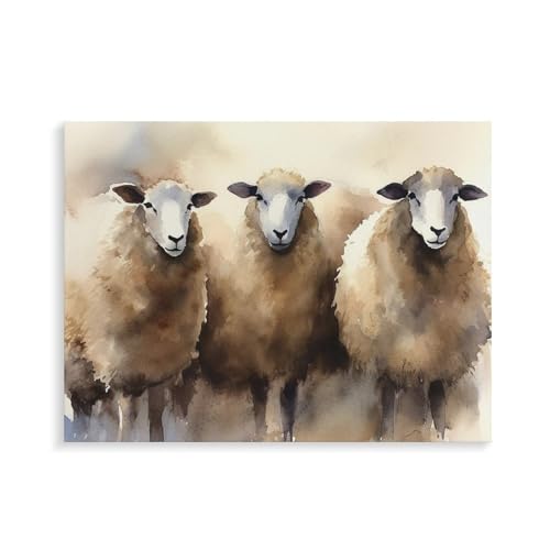 Malen nach Zahlen für Erwachsene und Anfänger, digitales Ölgemälde-Set auf Leinwand, mit Pinseln und Acrylpigmenten, Schafen, Aquarell-Zeichnung, Malerei für Geschenk, Heimdekoration, Wanddekoration, von VFMKT