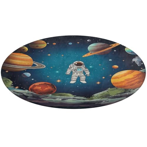 Weltraum-Raketen-Astronauten-Teppich, rund, rutschfest, weich, waschbar, saugfähig, Teppich, Überwurf, Teppiche für Küche, Schlafzimmer, Badezimmer, Heimdekoration, 61 x 61 cm Weltraum-Raketen-Astronauten-Teppich, rund, rutschfest, weich, waschbar, saugfähig, Teppich, Überwurf, Teppiche für Küche, Schlafzimmer, Badezimmer, Heimdekoration, 61 x 61 cm von VFMKT