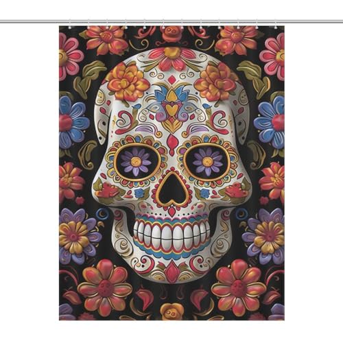 VFMNT Sugar Skulls Duschvorhang mit 12 Haken, wasserabweisend, Badewannenvorhang, wasserdicht, Badewanne, Sichtschutz, maschinenwaschbar, für Badezimmer-Dekoration, 140 x 183 cm VFMNT Sugar Skulls Duschvorhang mit 12 Haken, wasserabweisend, Badewannenvorhang, wasserdicht, Badewanne, Sichtschutz, maschinenwaschbar, für Badezimmer-Dekoration, 140 x 183 cm von VFMNT
